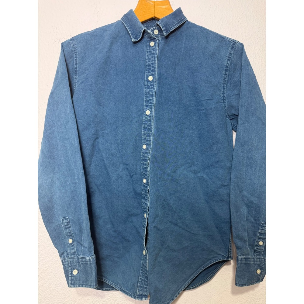 Everlane Women‎ Blue Denim Button Down Shirt Minimalist Long Sleeve Top Size 4